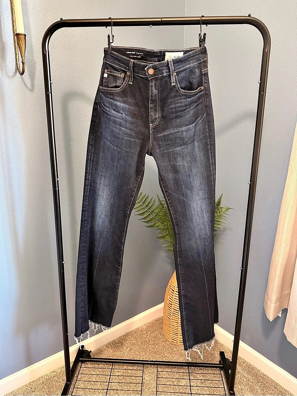 AG Farrah Raw Hem High Waist Bootcut Jeans Bootcut Jeans in Blue Waist 30x32